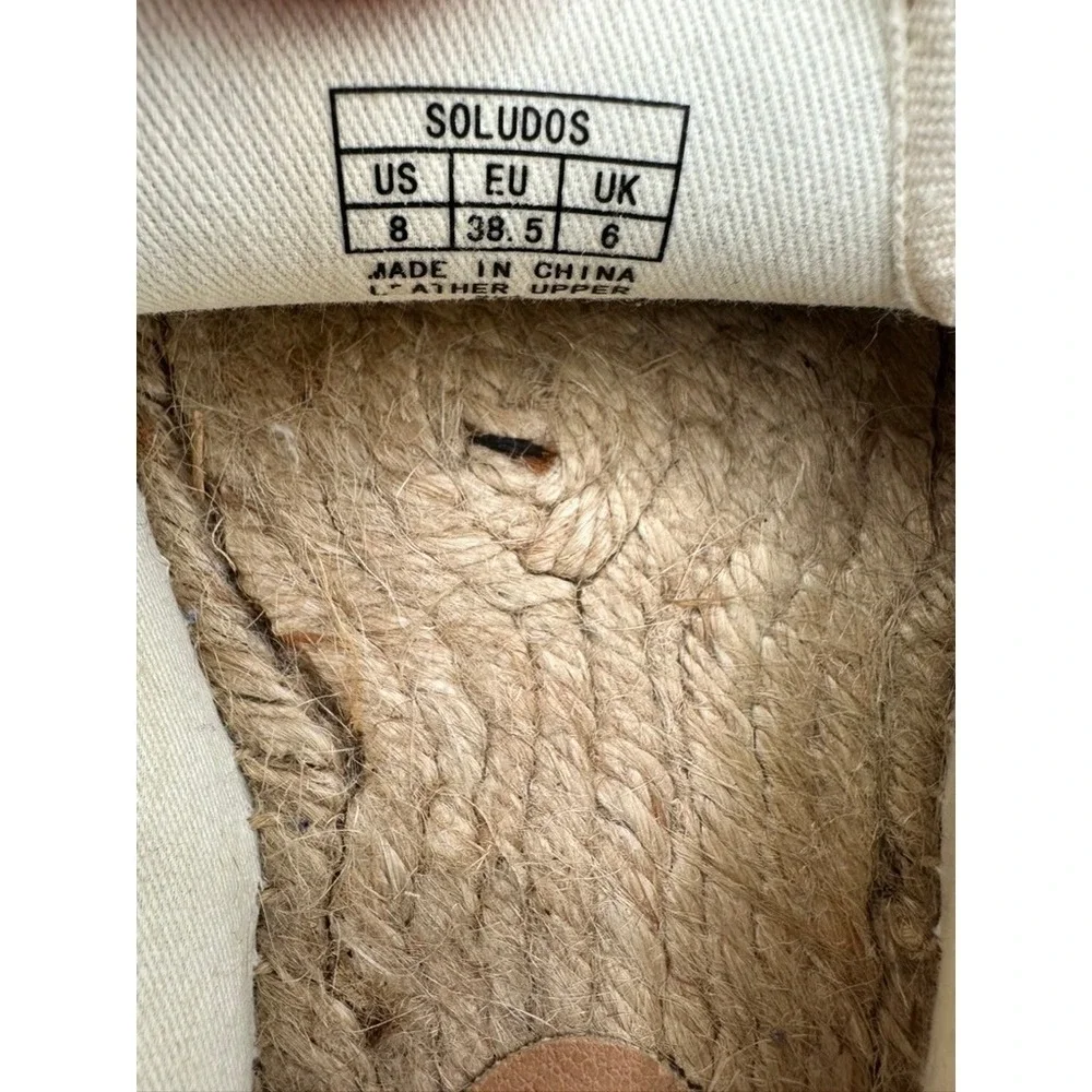 Soludos Womens Tan Pebbled Leather‎ Smoking Slipper Espadrille Flats Shoes